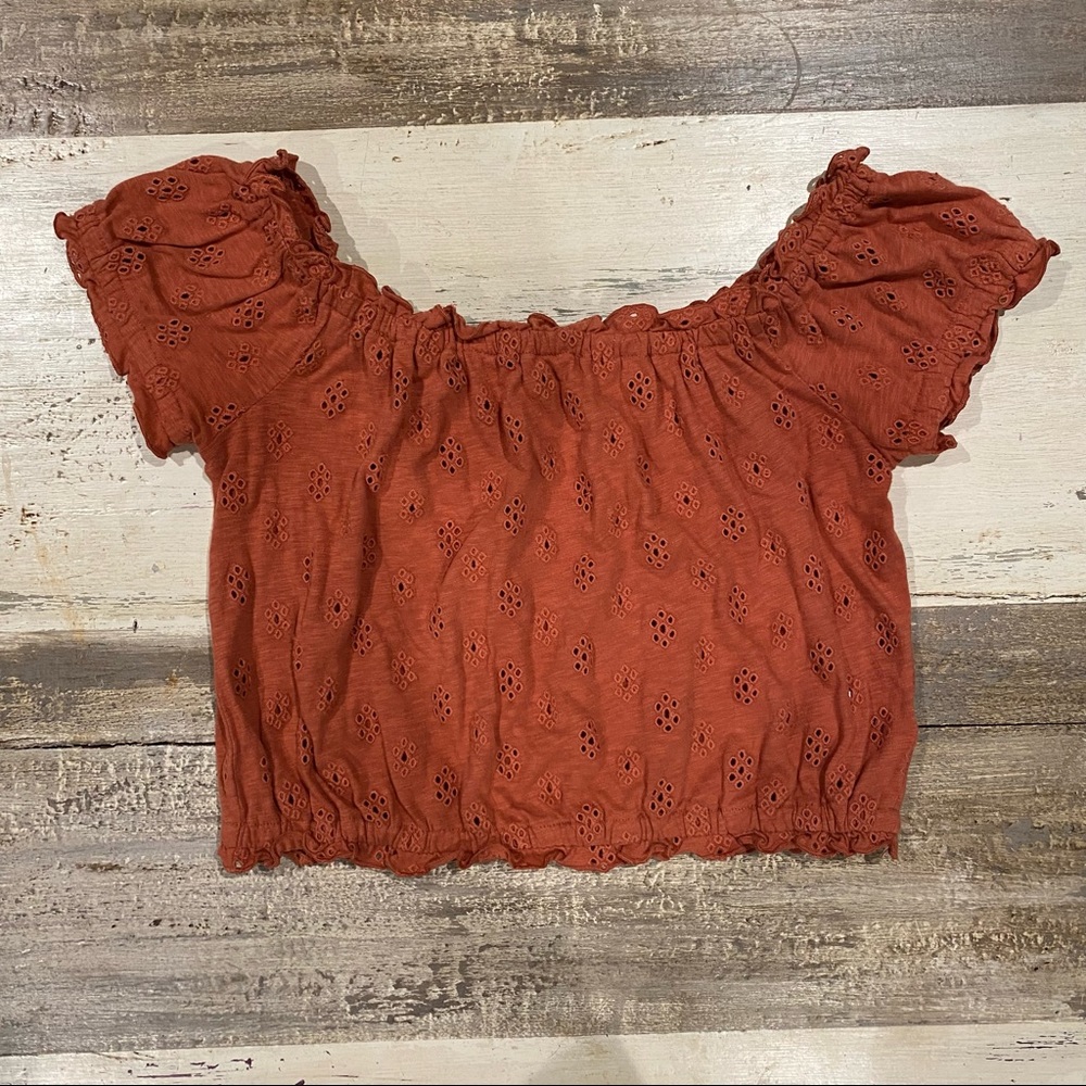 Burnt orange eyelet crop top